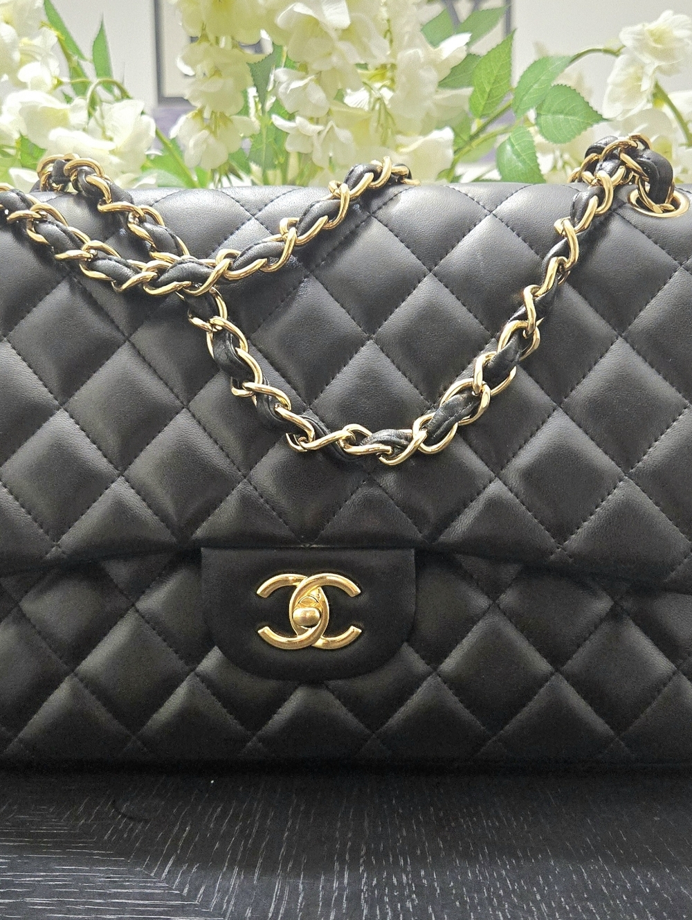 CHANEL Classic Jumbo Double Flap Quilted Lambskin Leather With Gold Hardware